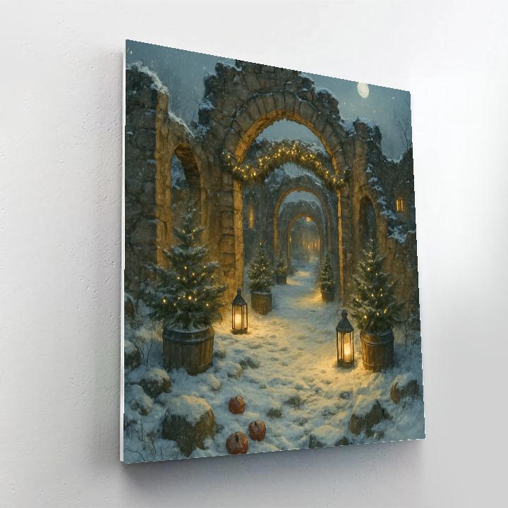 Christmas Lantern Path Through The Orchard Ruins paint by number