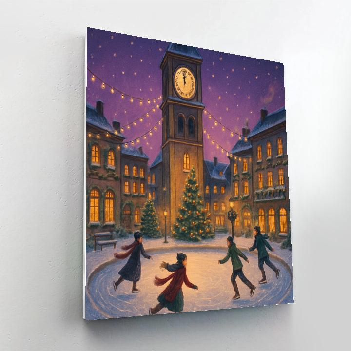 Christmas Skating Rink In The Clock Tower Plaza Number painting