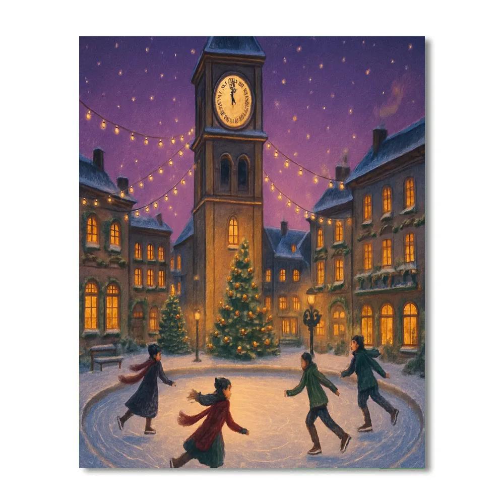 Christmas Skating Rink In The Clock Tower Plaza Number painting