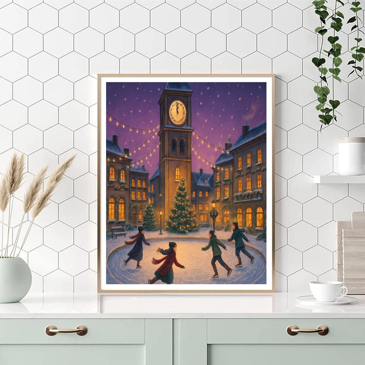 Christmas Skating Rink In The Clock Tower Plaza Number painting