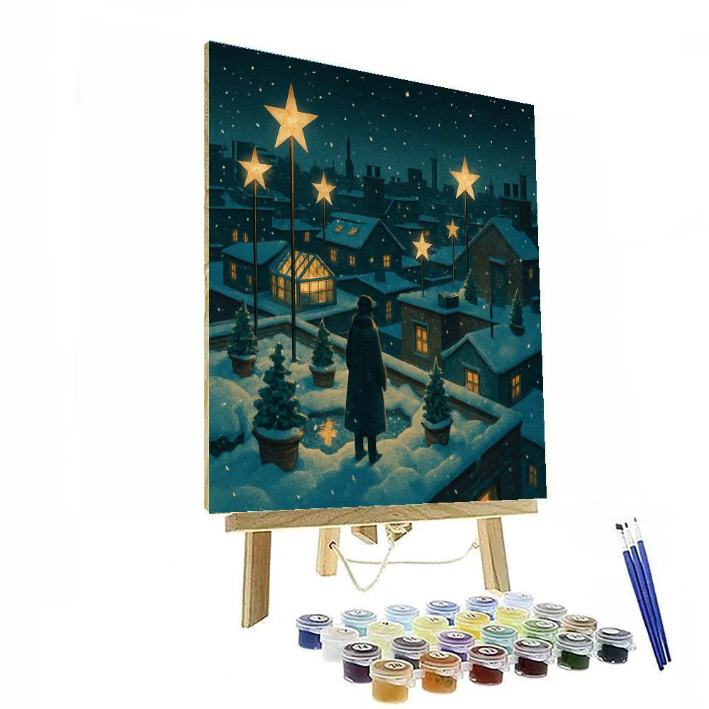 Christmas Star Orchard On The Rooftops painting number kit