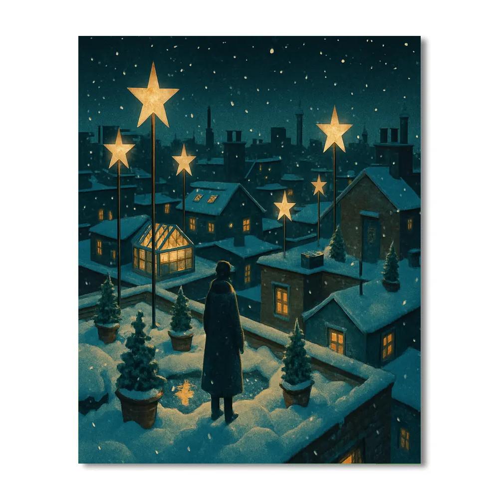 Christmas Star Orchard On The Rooftops painting number kit