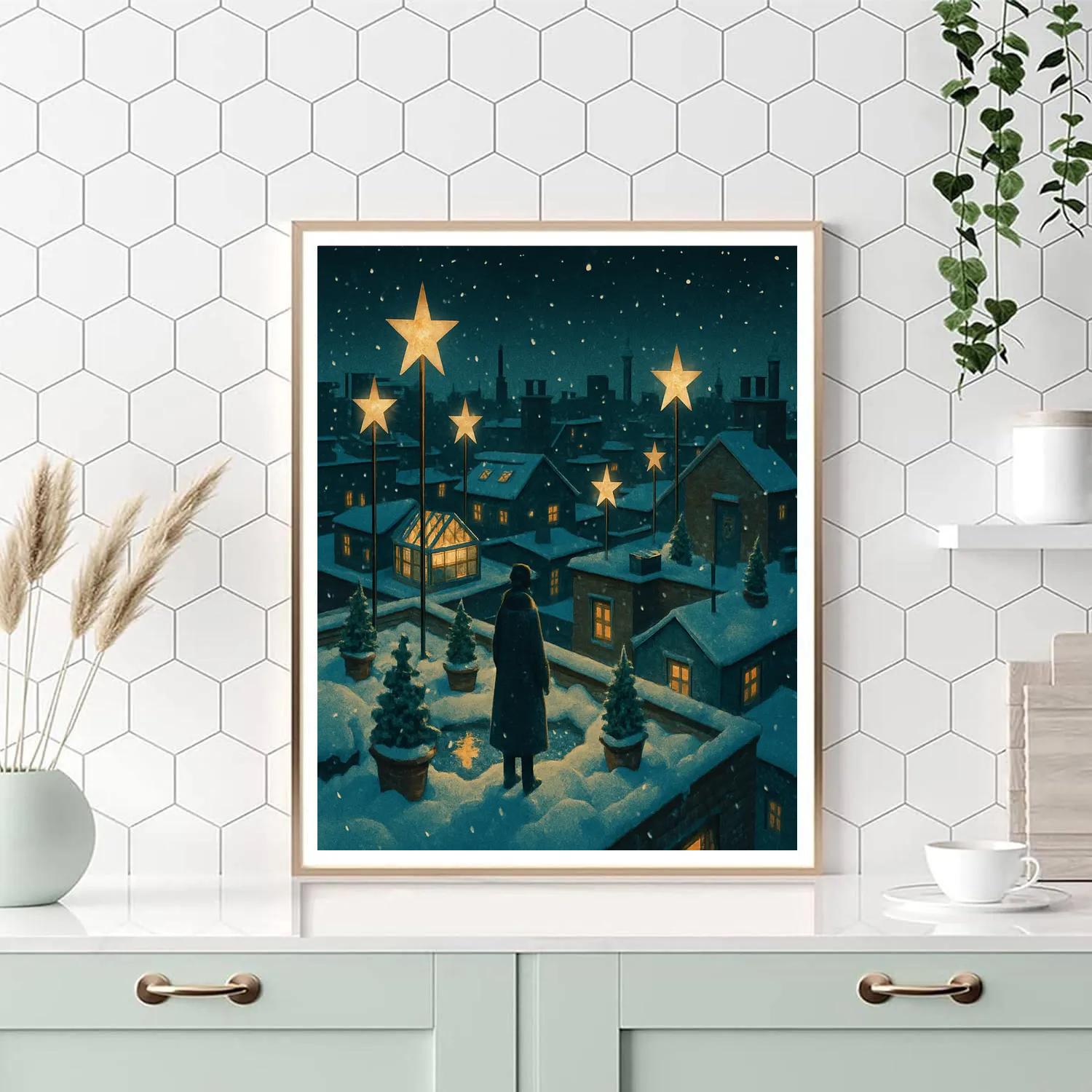 Christmas Star Orchard On The Rooftops painting number kit