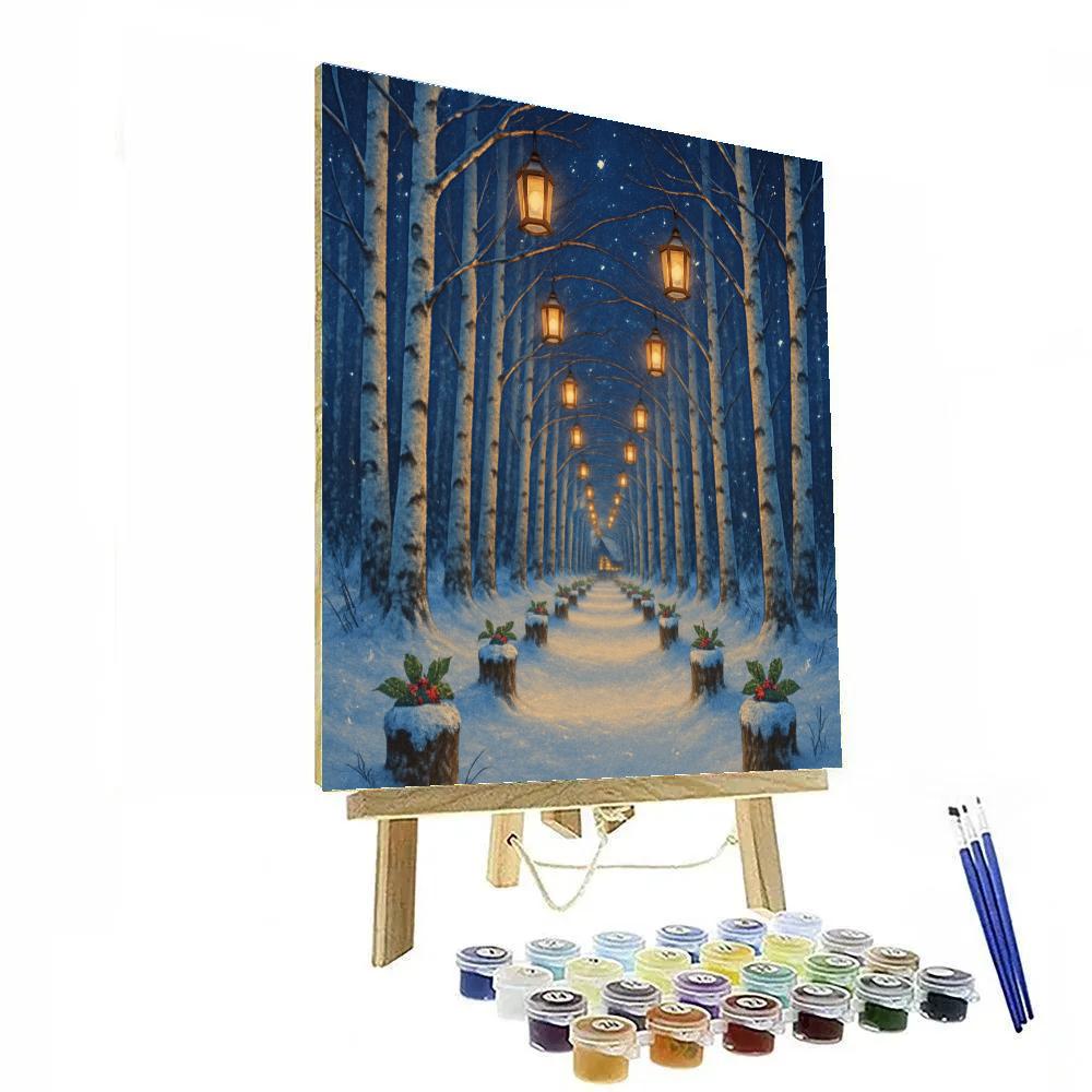 Christmas Lantern Tunnel In The Birch Grove Number painting