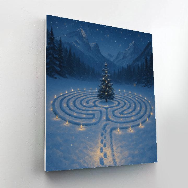Christmas Mountain Meadow Star Labyrinth Number painting