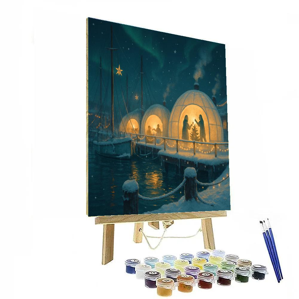 Christmas Harbor Igloos Of Light paint by color