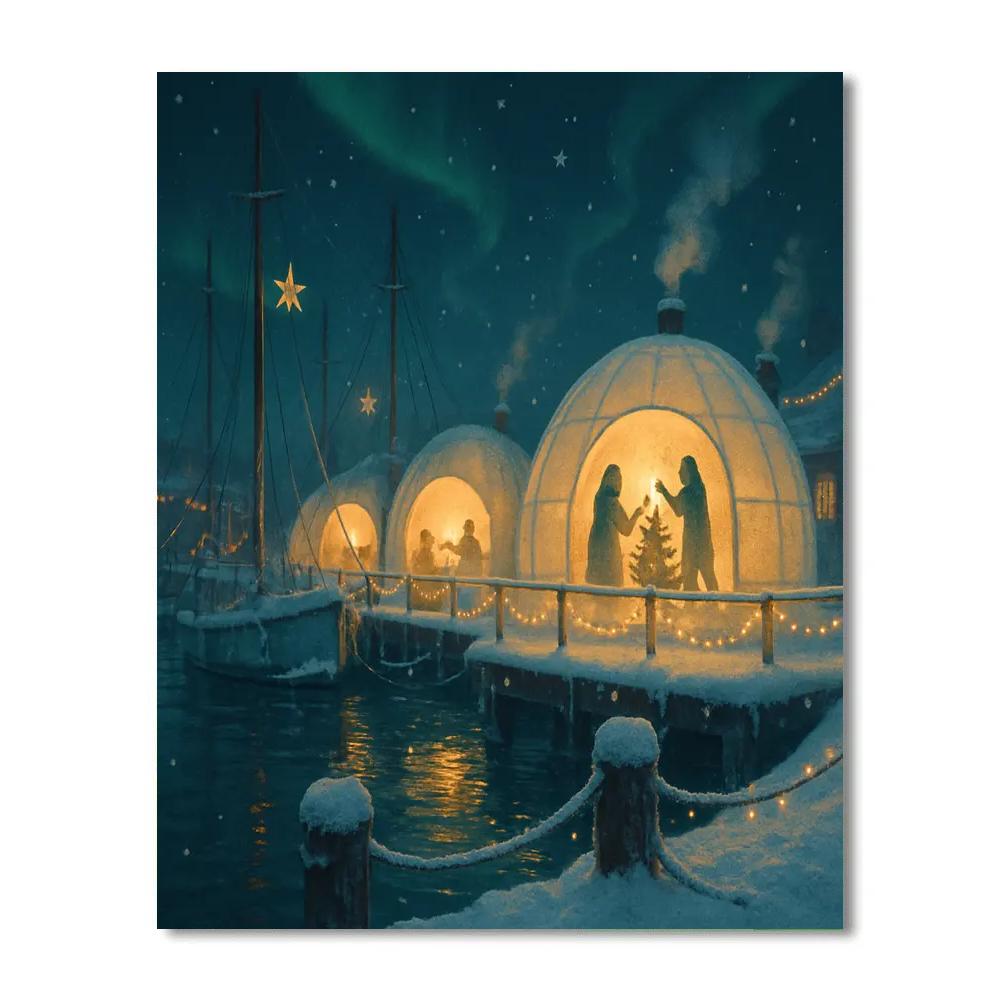 Christmas Harbor Igloos Of Light paint by color