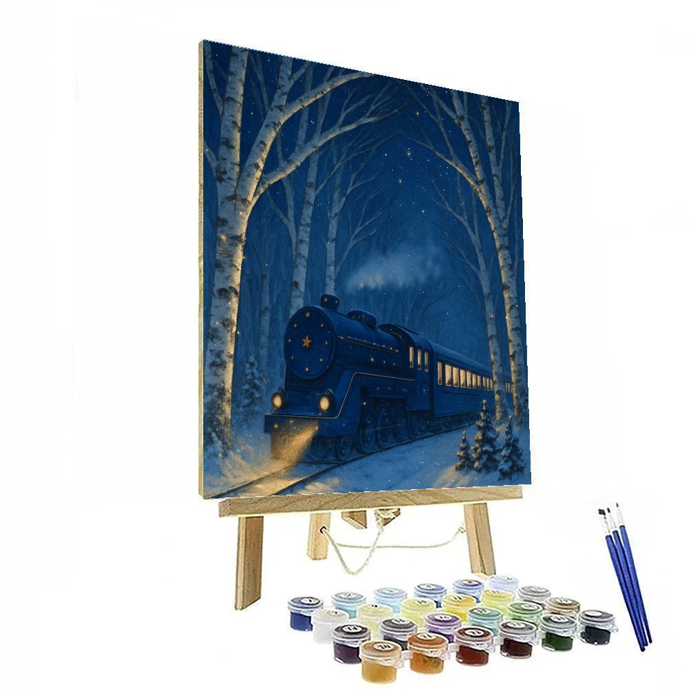 Christmas Stargazer Train Through The Birch Tunnels paint by numbers