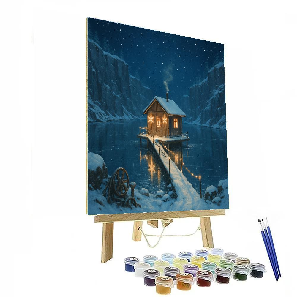 Christmas Star Lantern Cabin In The Quarry Lake paint by color