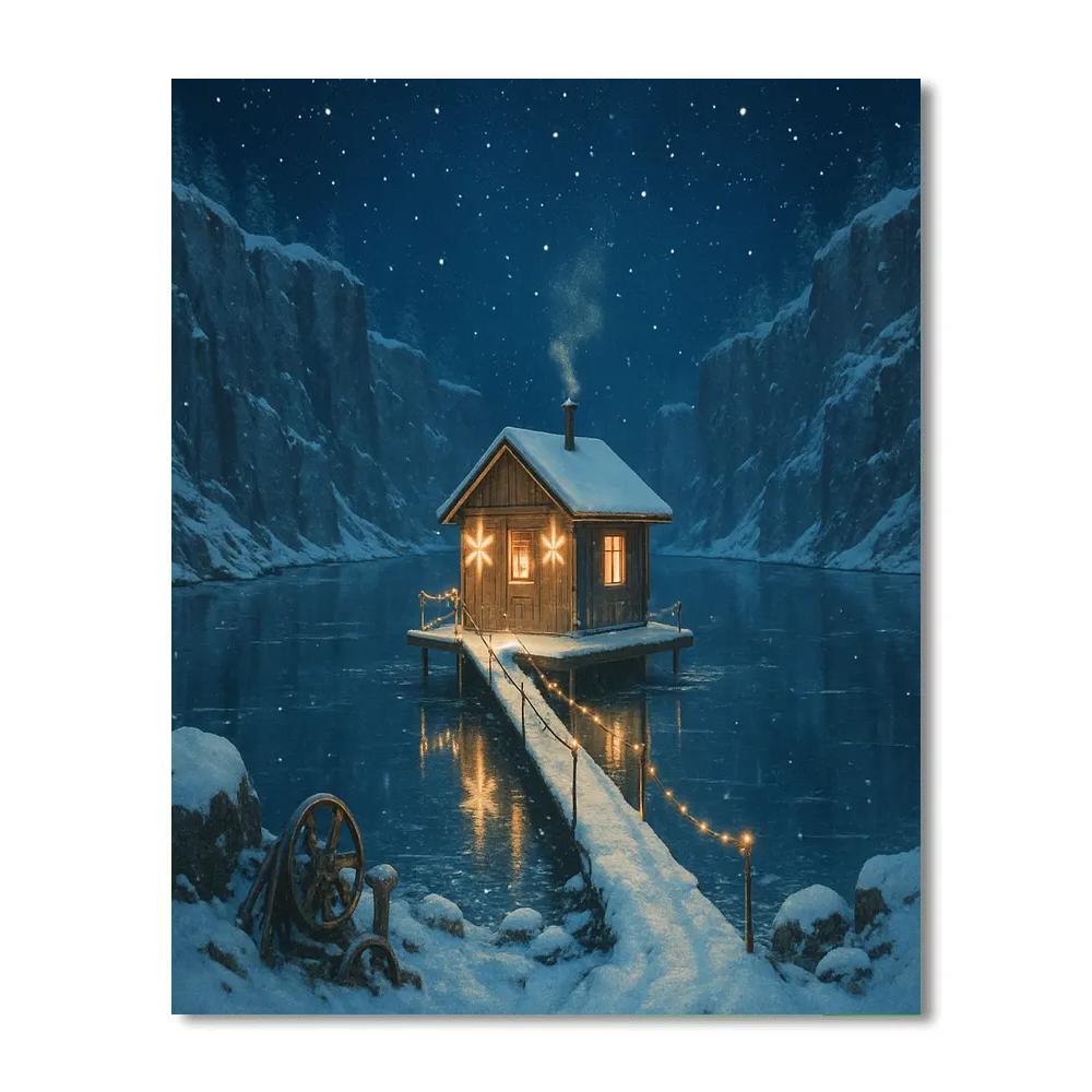 Christmas Star Lantern Cabin In The Quarry Lake paint by color