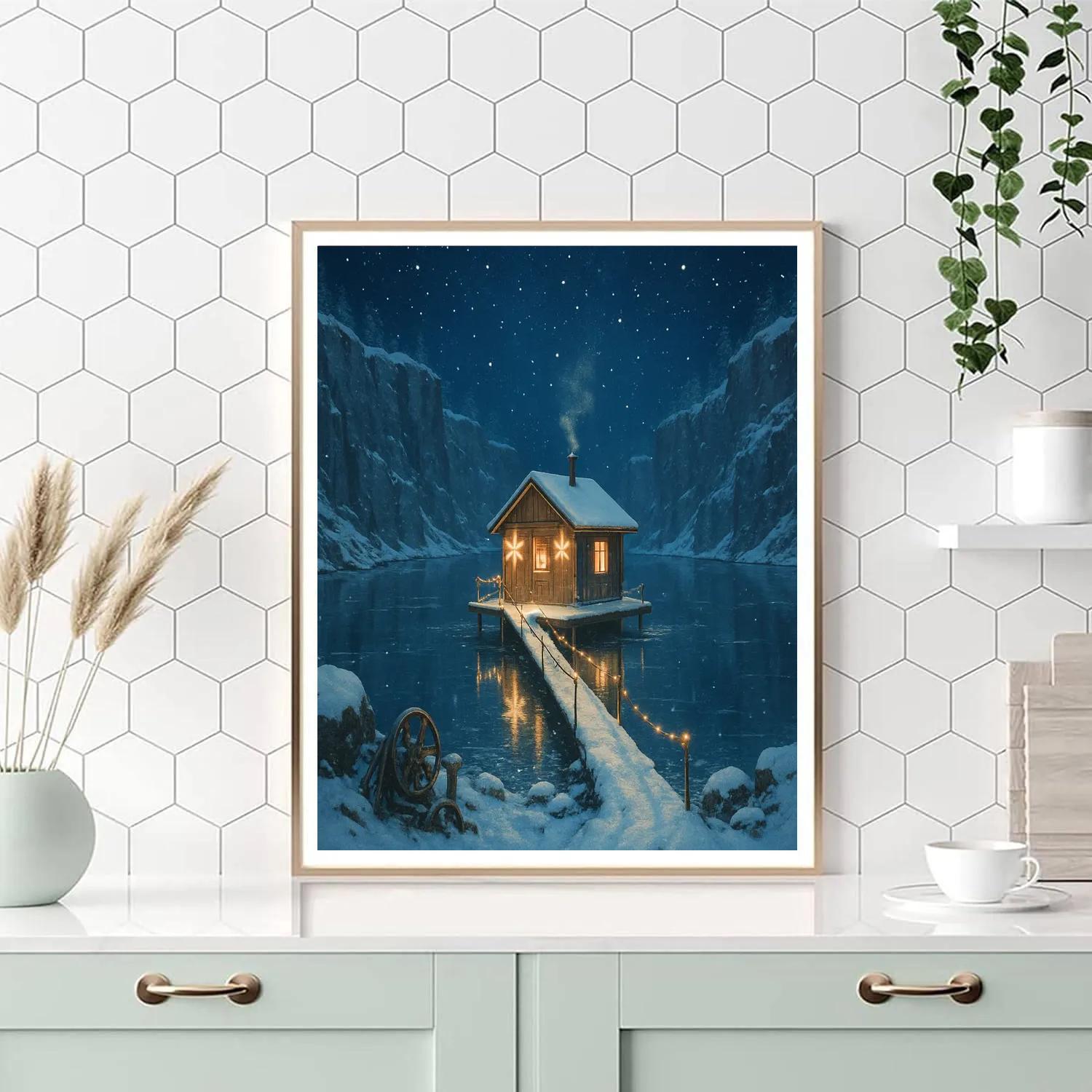 Christmas Star Lantern Cabin In The Quarry Lake paint by color