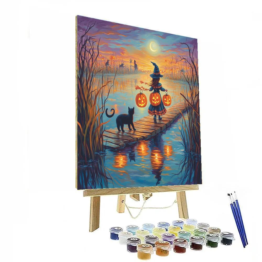 Halloween Lantern Parade In The Candy Corn Marsh painting number kit