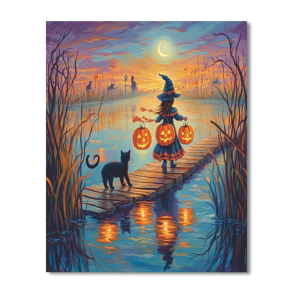 Halloween Lantern Parade In The Candy Corn Marsh painting number kit