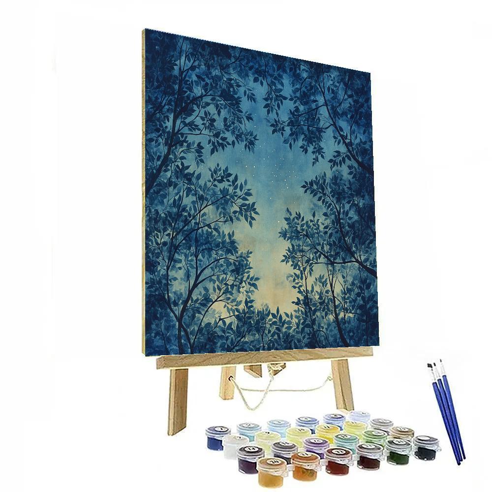 Leonardo Da Vinci Inspired Nocturnal Forest Canopy Number painting