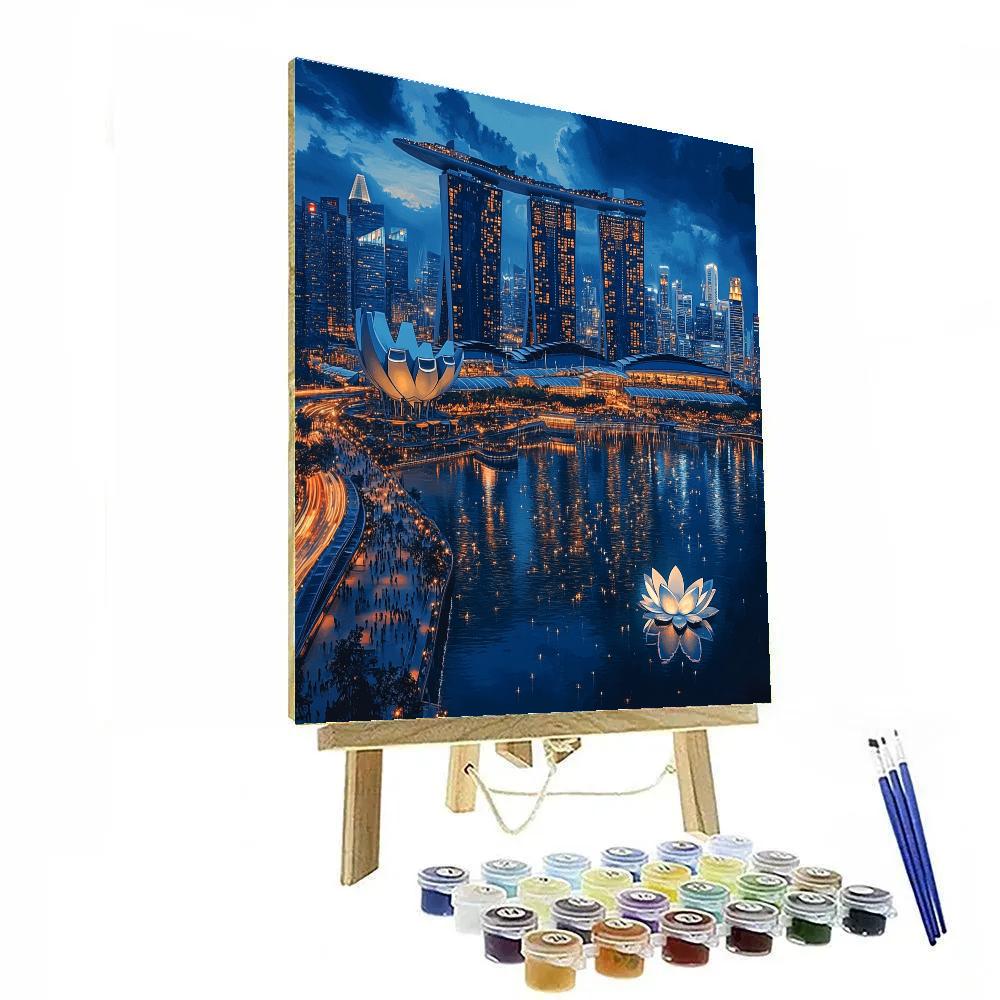 Night Skyline Over Marina Bay Sands Singapore DIY paint by numbers