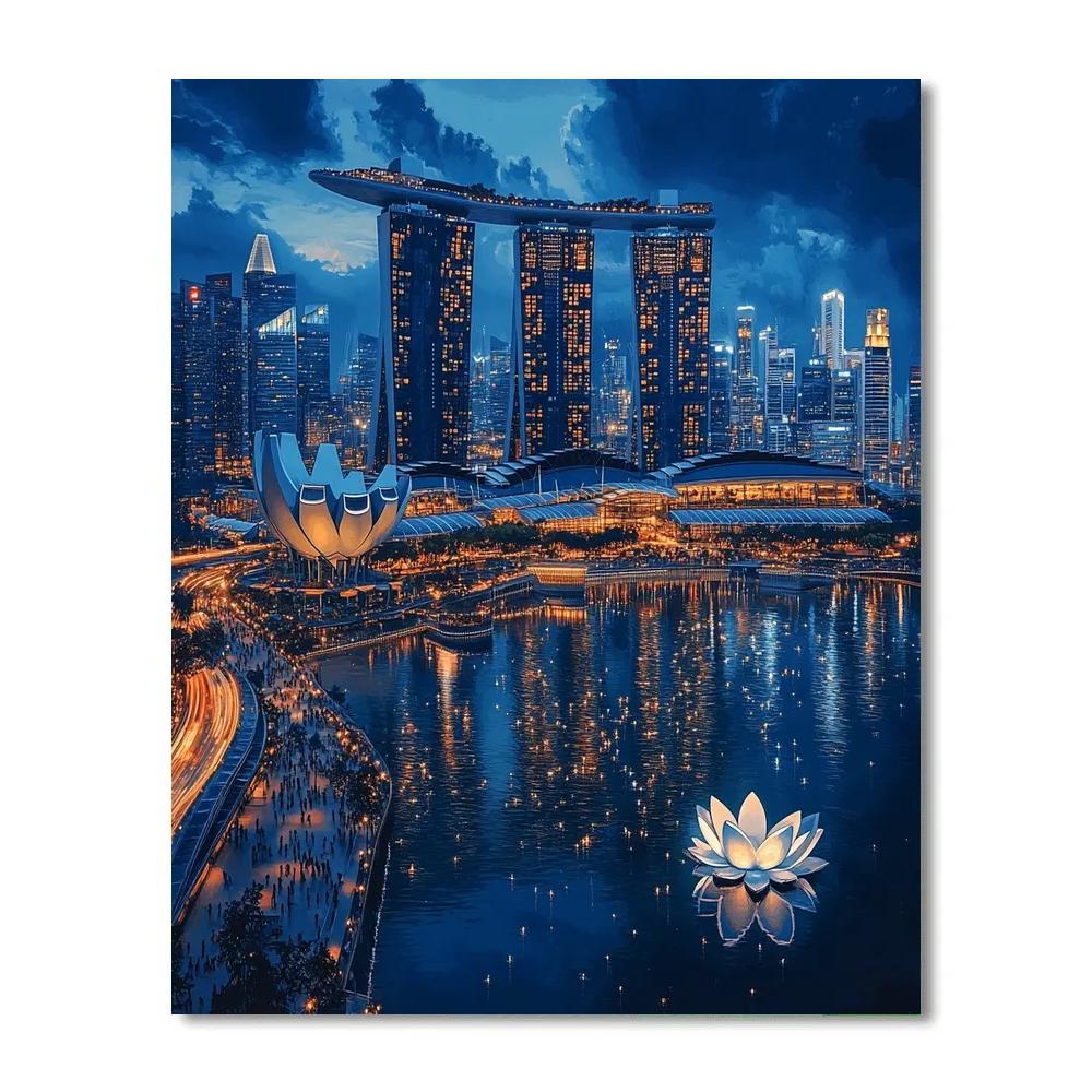 Night Skyline Over Marina Bay Sands Singapore DIY paint by numbers