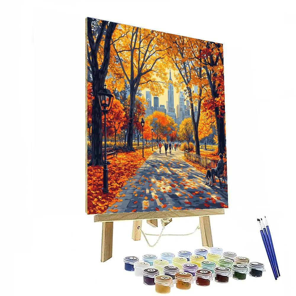 Autumn Trees In Central Park Manhattan New York United States painting number kit
