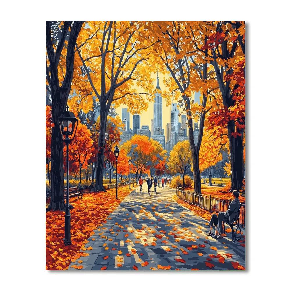 Autumn Trees In Central Park Manhattan New York United States painting number kit