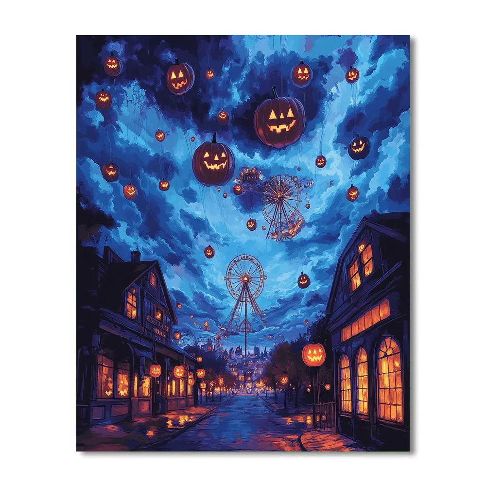 Spooky Carnival Above The Sleeping Town paint by numbers