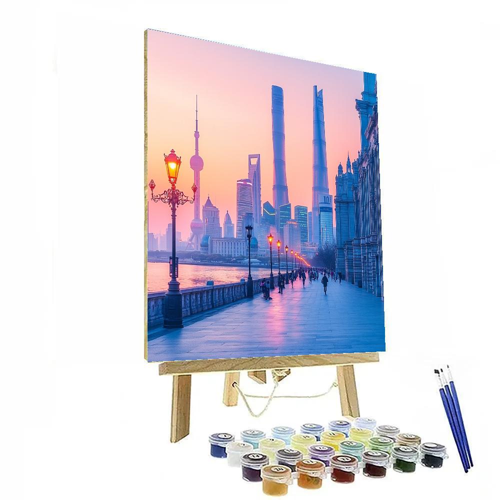 Sunrise Over The Bund Skyline Shanghai China Paint by numbers art