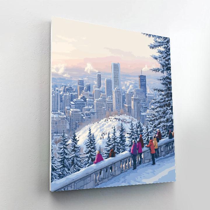 Snowy View From Mount Royal Lookout Montreal Canada Paint by numbers kits
