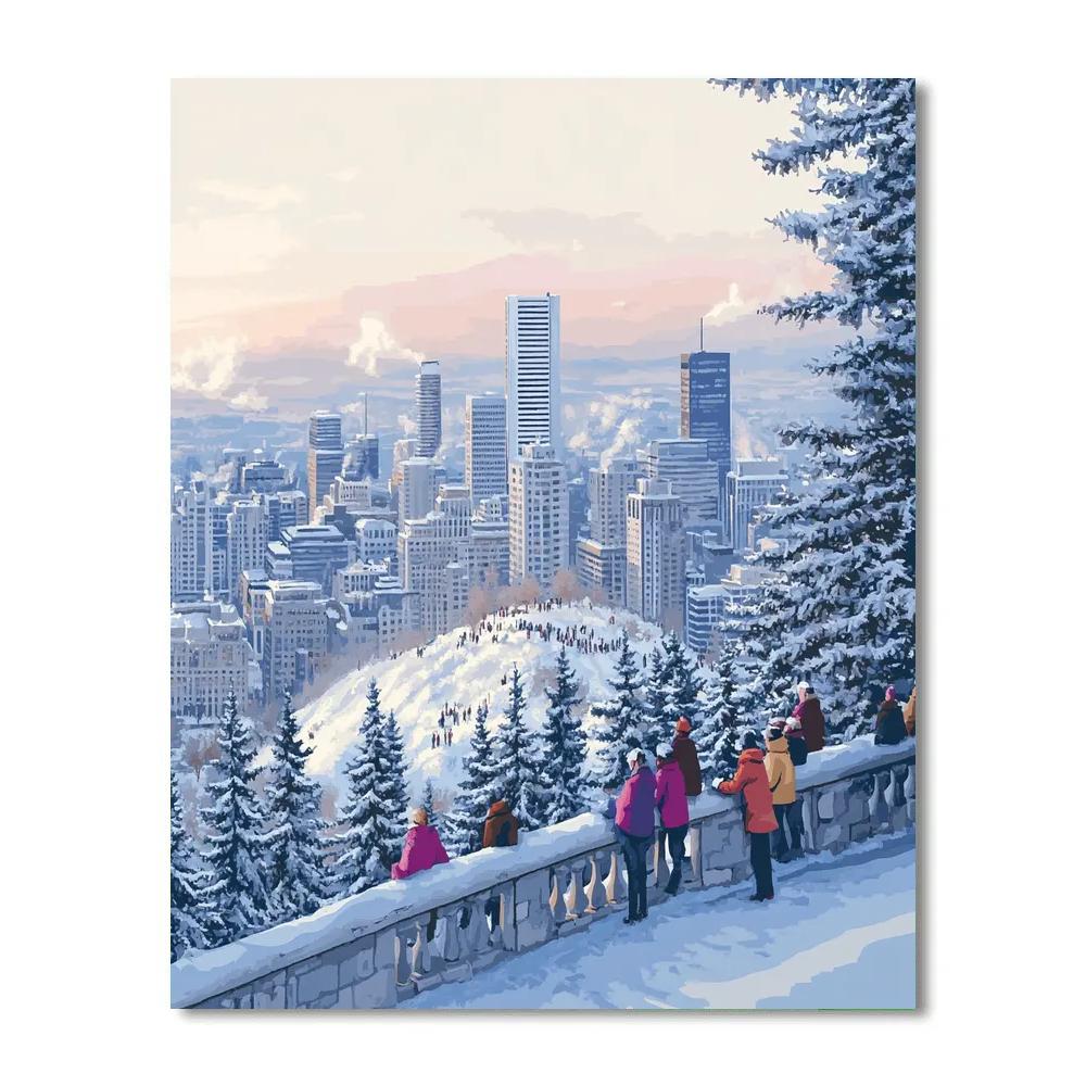 Snowy View From Mount Royal Lookout Montreal Canada Paint by numbers kits