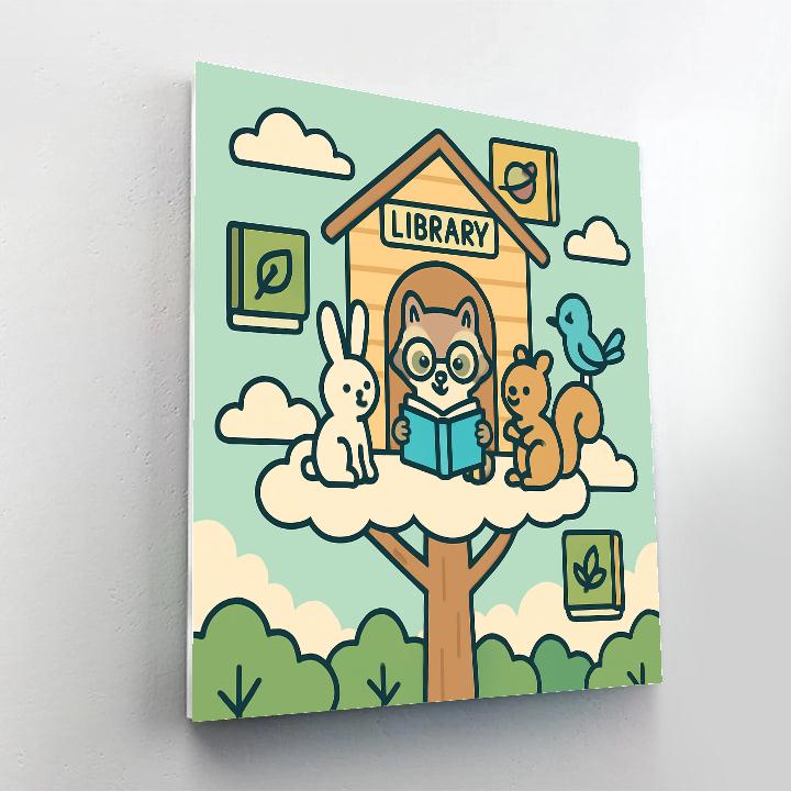 Floating Library In The Sky Forest Number painting