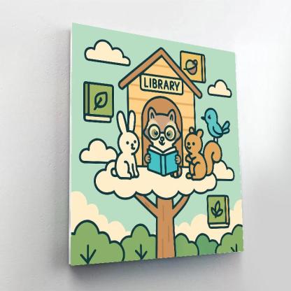 Floating Library In The Sky Forest Number painting
