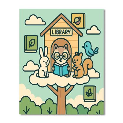 Floating Library In The Sky Forest Number painting