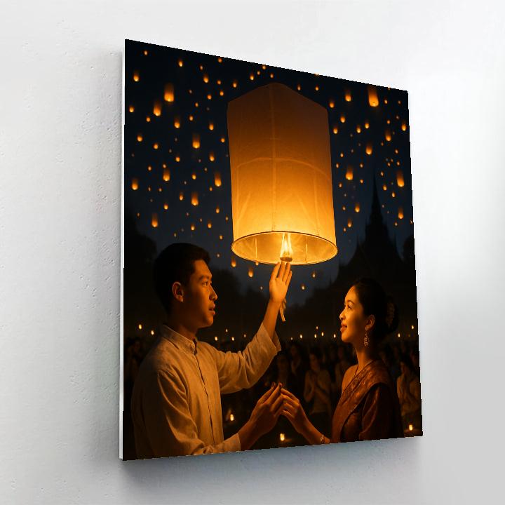 Lantern Release At Yi Peng Festival In Chiang Mai Paint by numbers kits