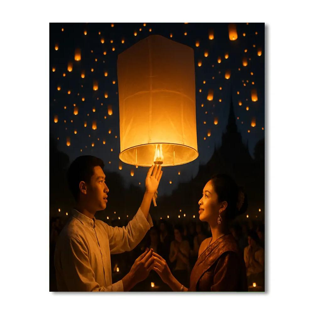Lantern Release At Yi Peng Festival In Chiang Mai Paint by numbers kits