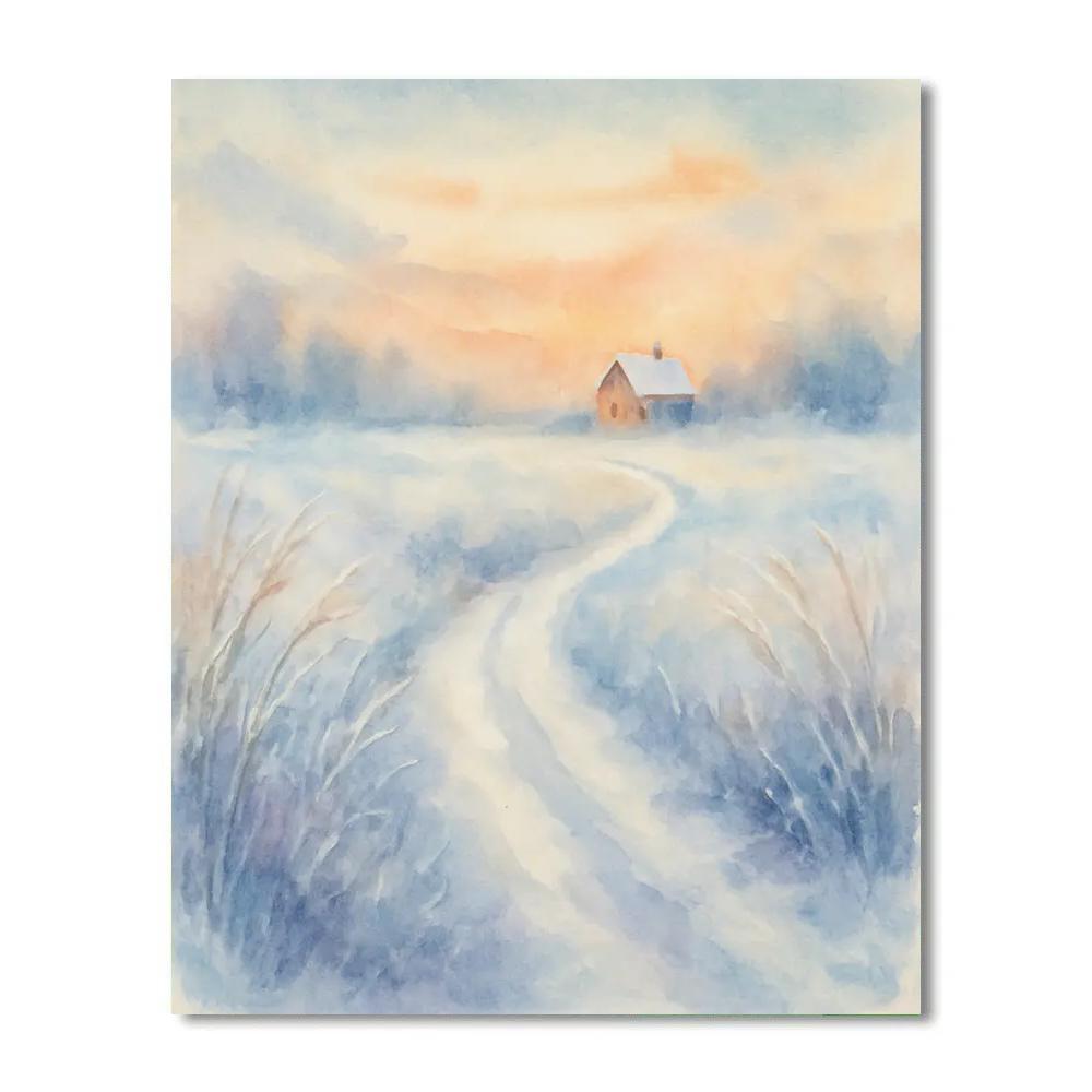 Sunrise Over The Frosted Meadow Path Painting by numbers kit