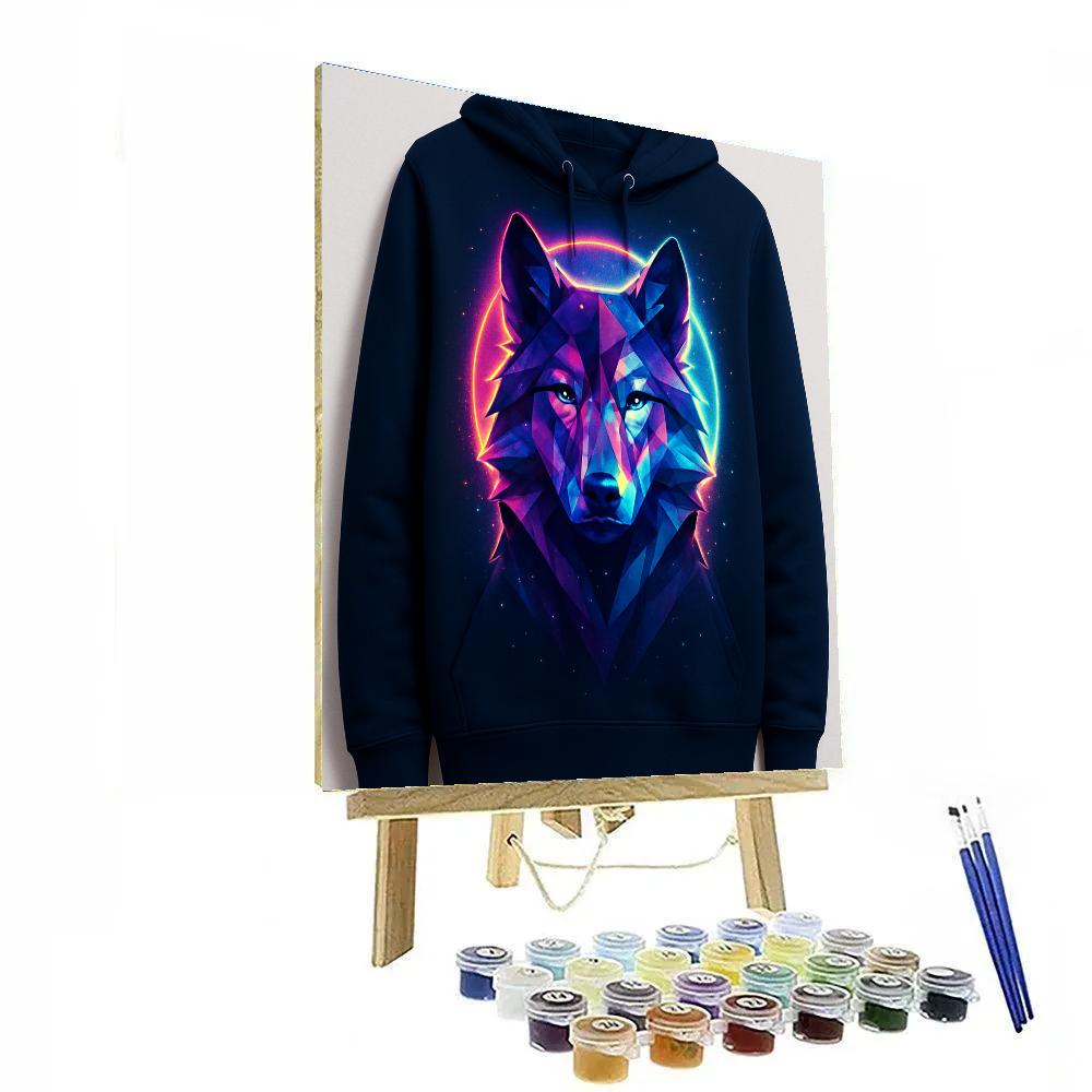 Cosmic Echo Wolf Portrait Paint by numbers art