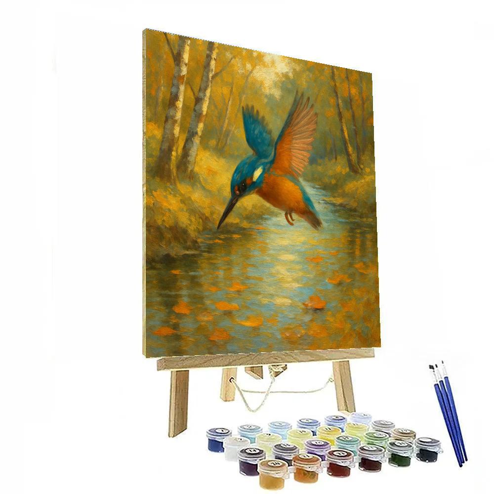 Kingfisher Over Autumn Brook Painting by numbers kit