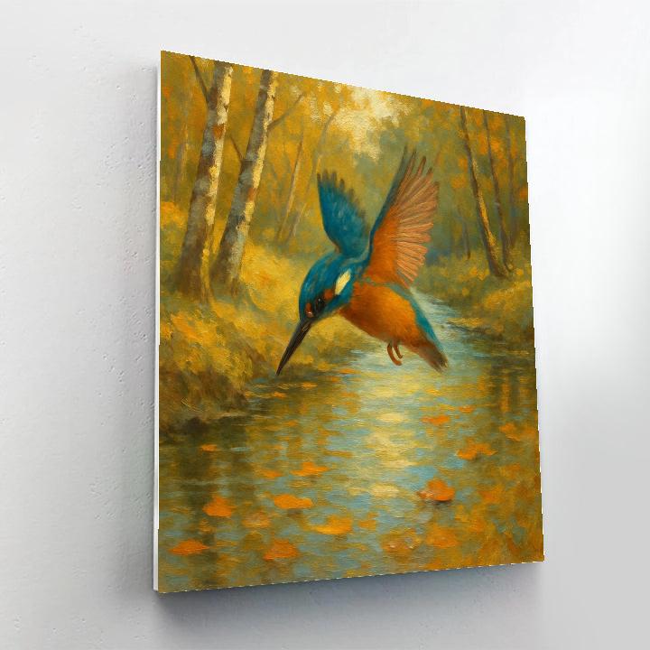 Kingfisher Over Autumn Brook Painting by numbers kit