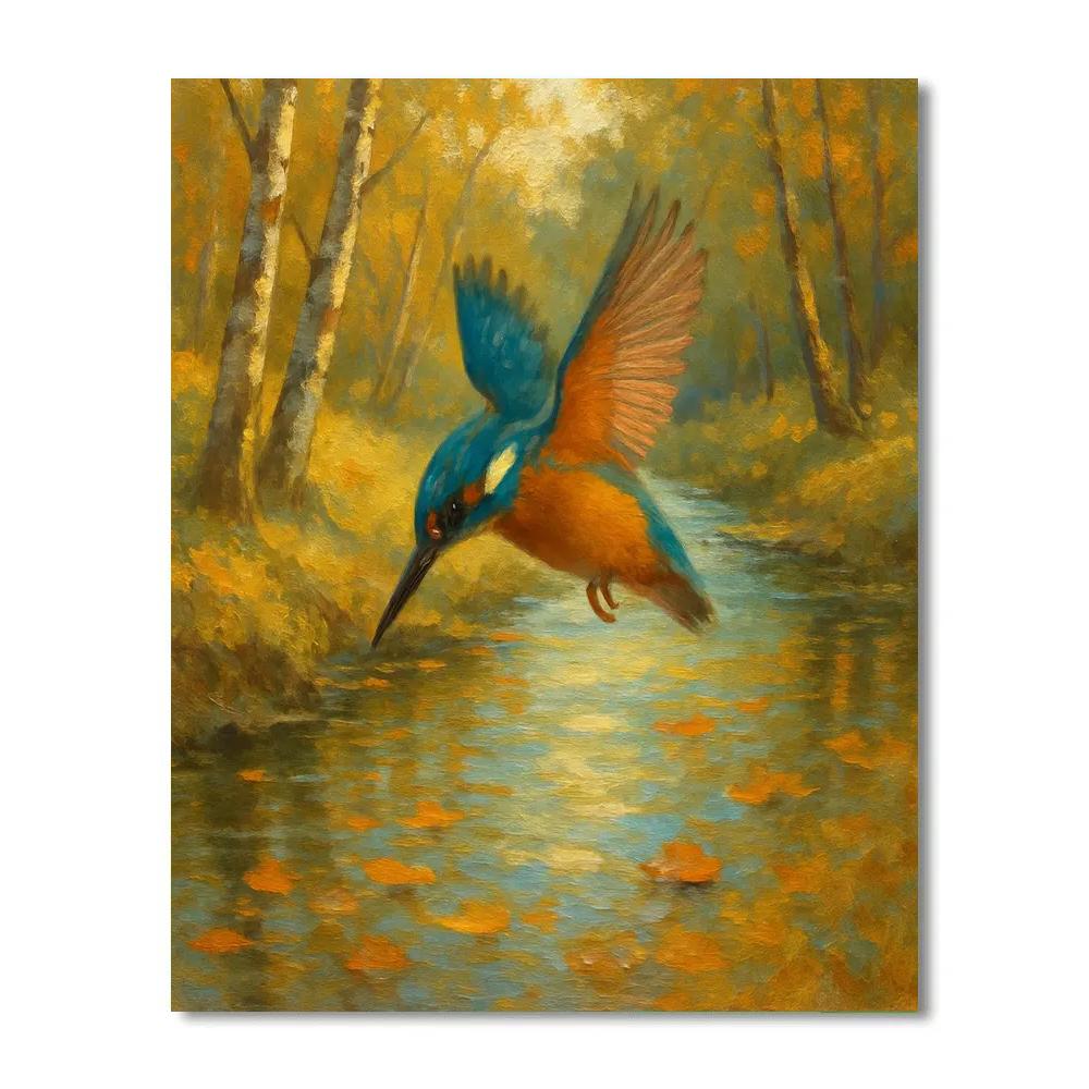 Kingfisher Over Autumn Brook Painting by numbers kit