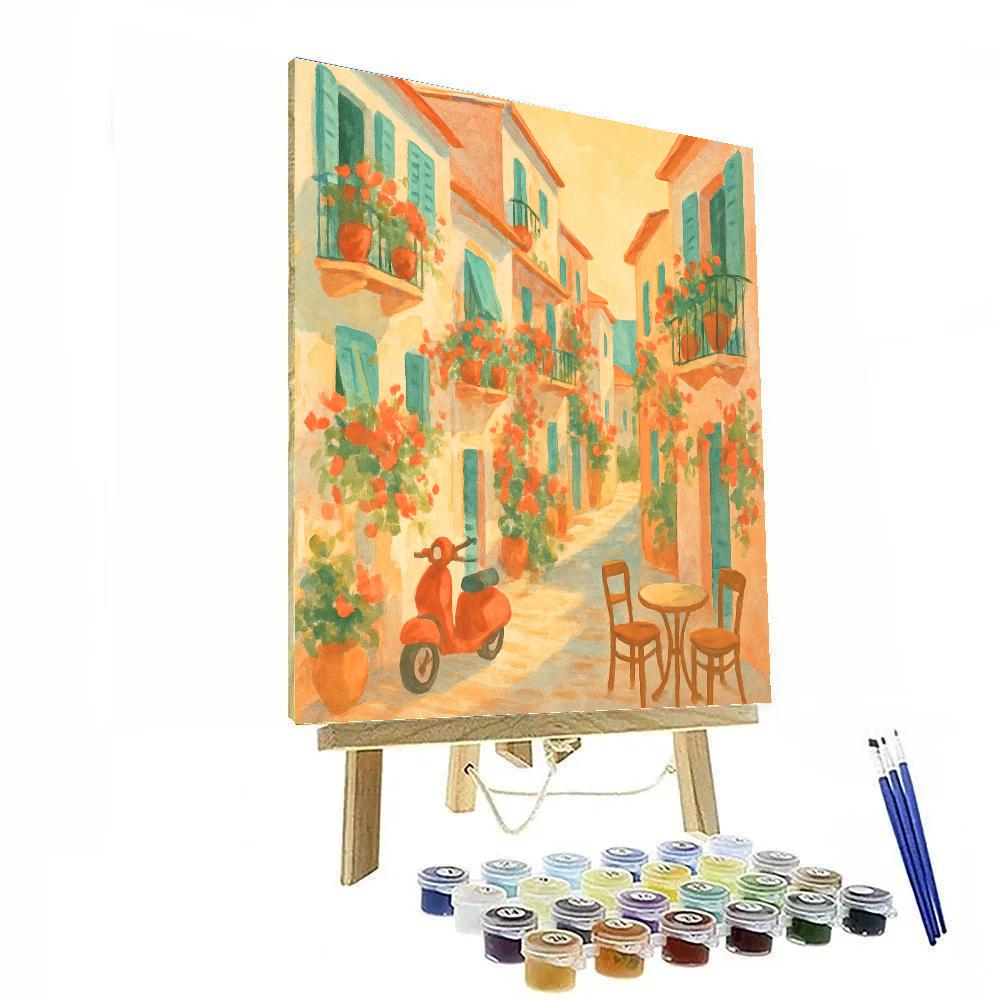Sunlit Balconies On The Mediterranean Hill Street Painting by numbers kit
