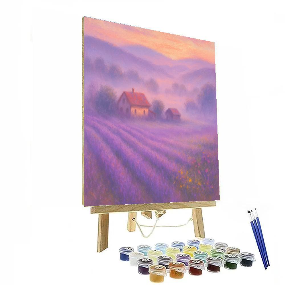 Lavender Mist Over The Valley Farm painting number kit