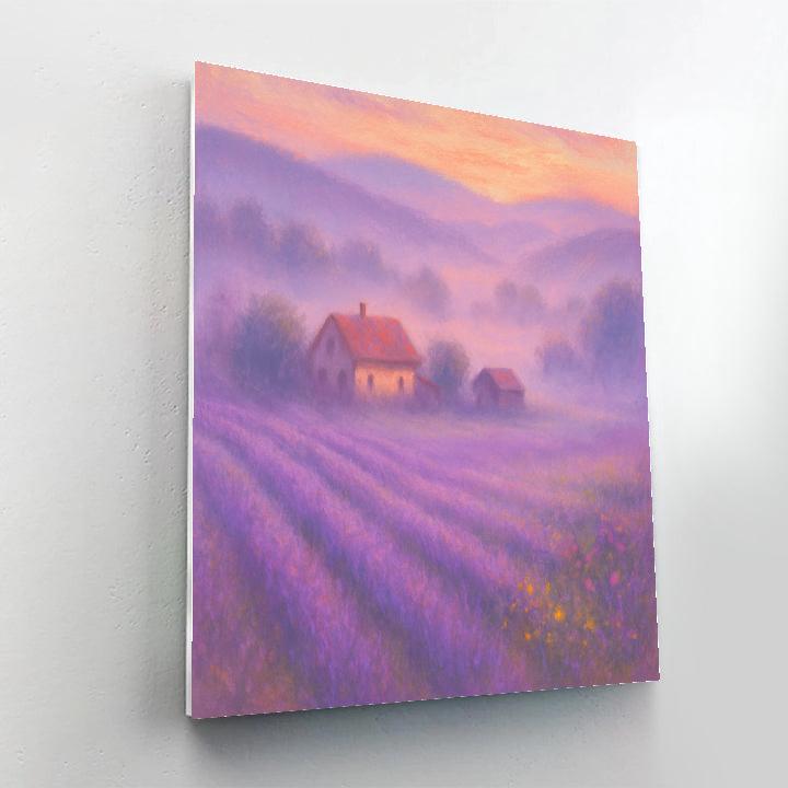 Lavender Mist Over The Valley Farm painting number kit
