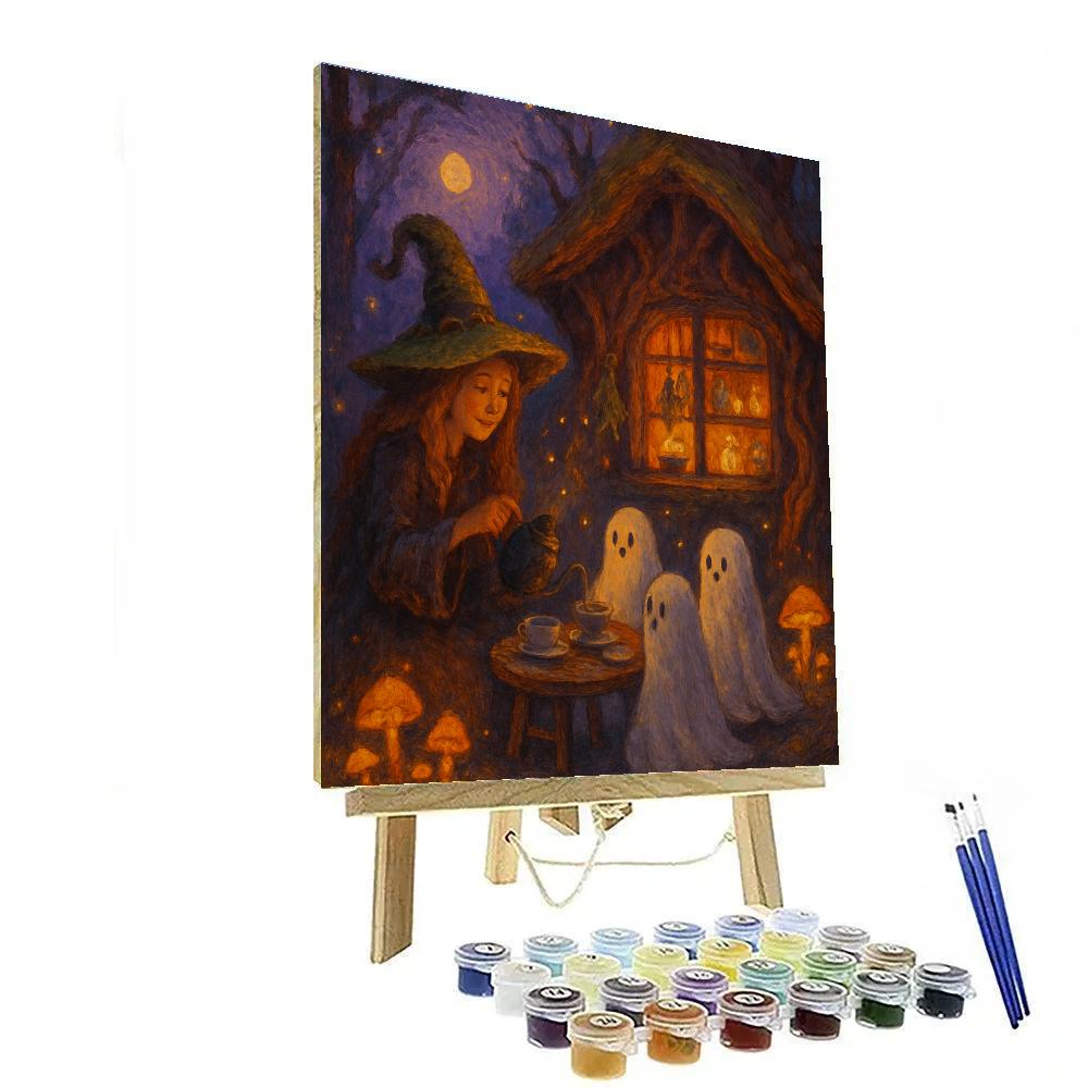 Witch Cottage Tea Under The Harvest Moon Number painting