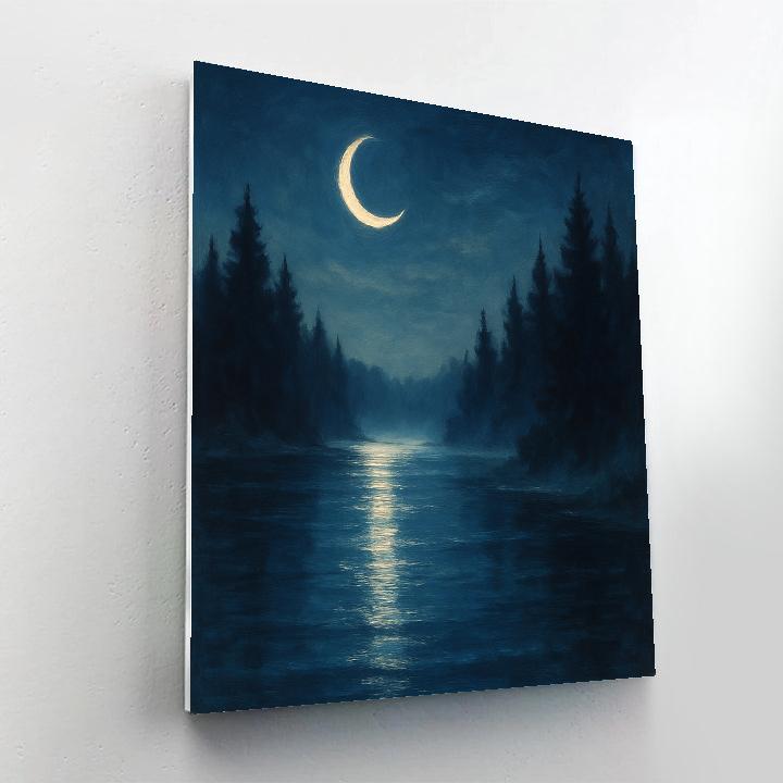 Moonlit Pines Over Silver Lake painting number kit