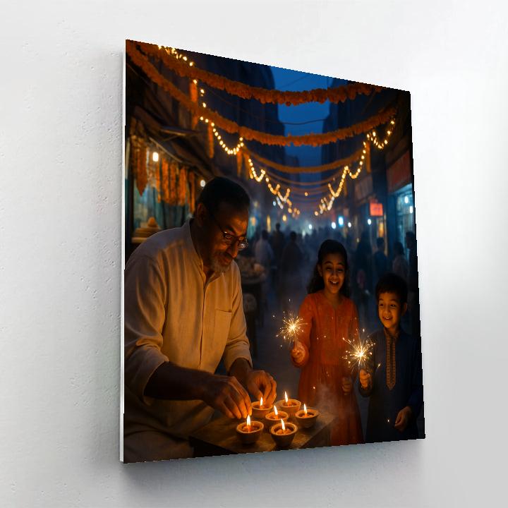 Diwali Night Street In Old Delhi Paint by numbers art