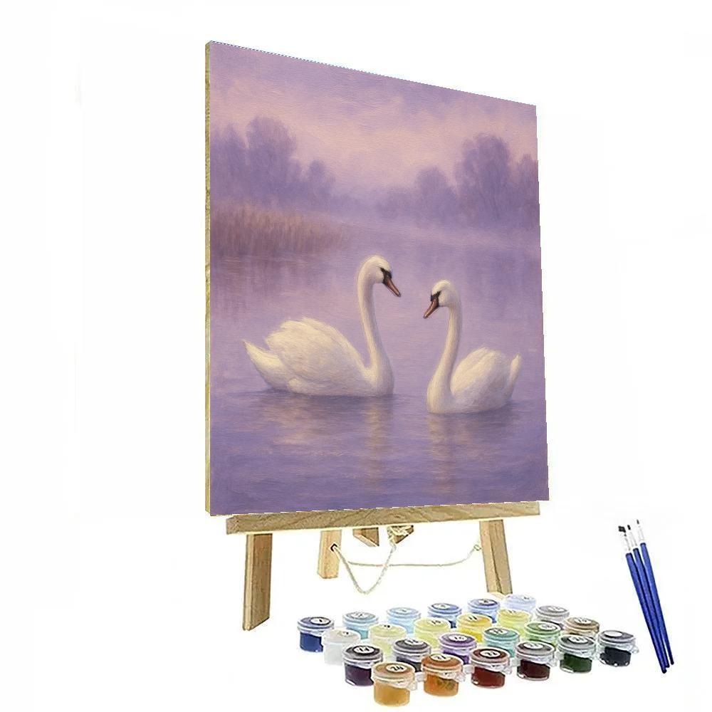 Swans In Lavender Mist Paint by numbers art