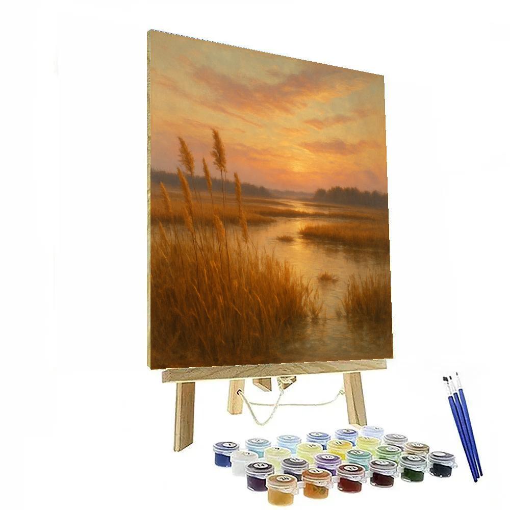 Golden Reeds At The Quiet Marsh Painting by numbers kit
