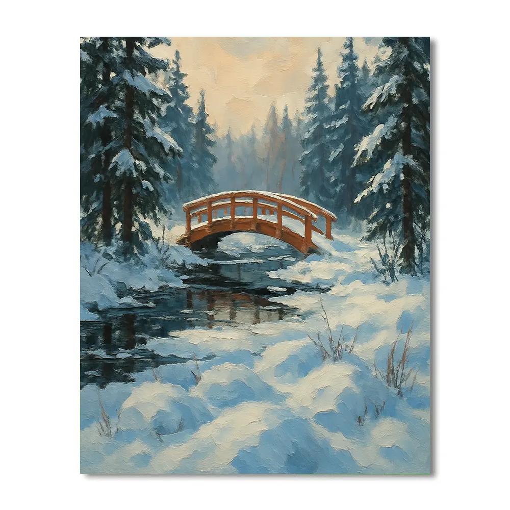 Snowlight Over The Cedar Bridge Painting by numbers kit