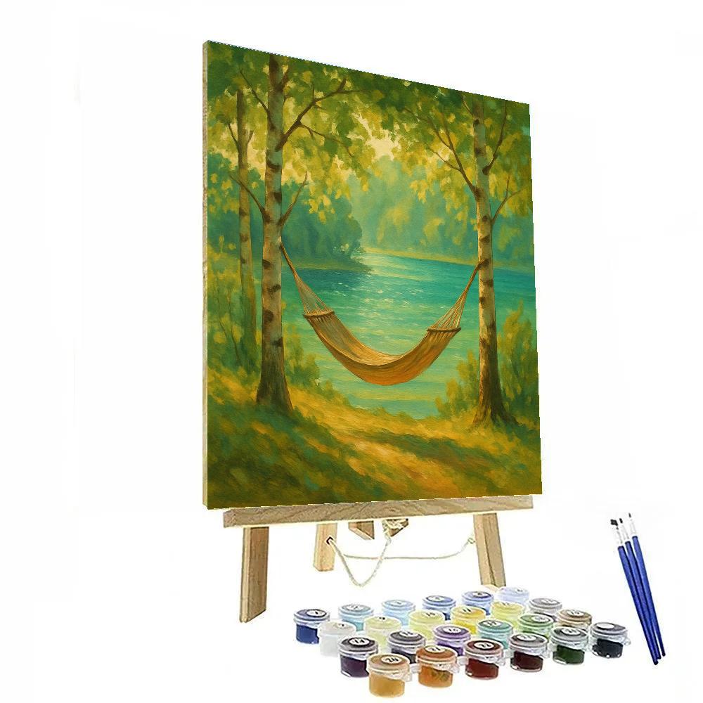 Summer Hammock Above Forest Lake painting number kit