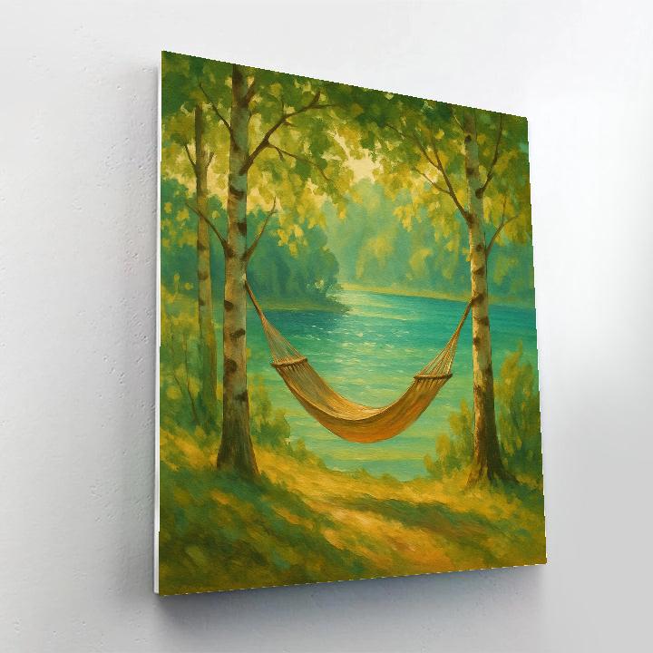 Summer Hammock Above Forest Lake painting number kit
