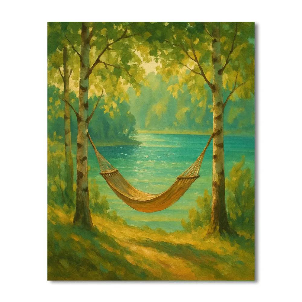 Summer Hammock Above Forest Lake painting number kit