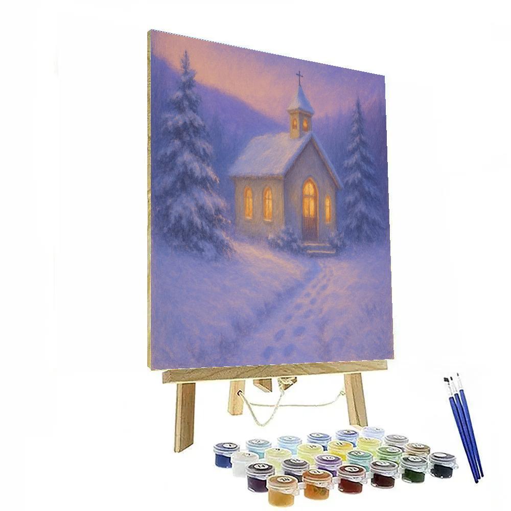 Chapel Bells In Snowy Dusk paint by number