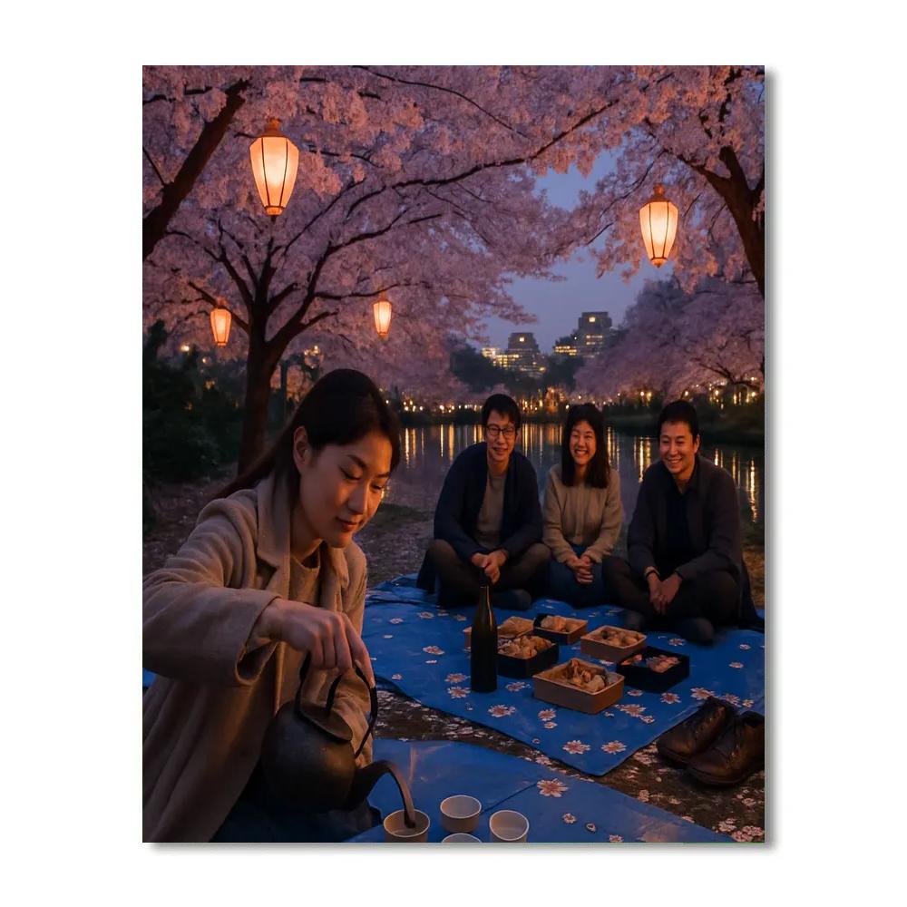 Cherry Blossom Hanami Picnic In Ueno Park paint by numbers